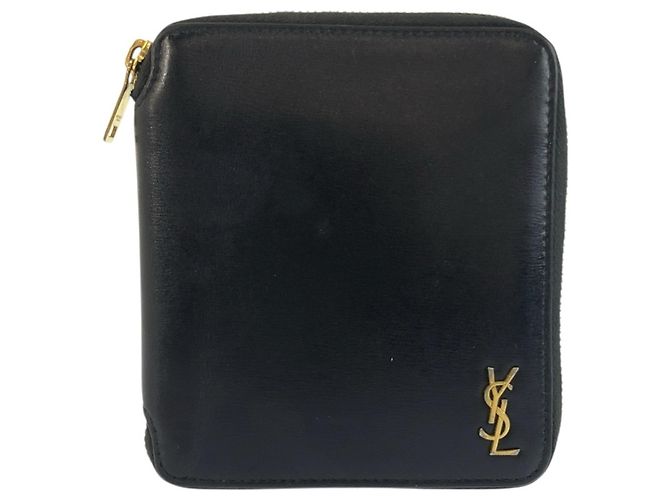 Yves Saint Laurent Tiny Leder-Bifold-Geldbörse in Schwarz