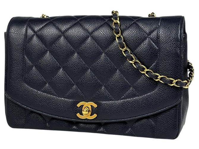 Borsa a Spalla Chanel Diana Matelassé Blu navy