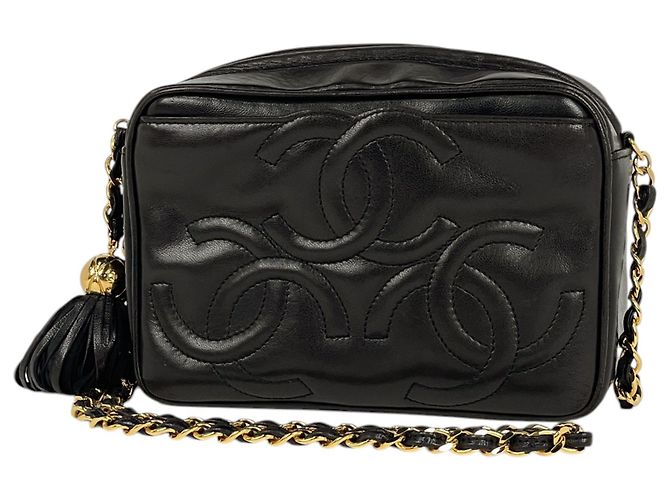 Borsa a tracolla Chanel in pelle nera Nero
