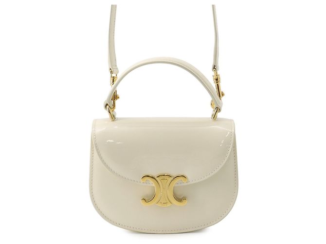 Céline Celine Mini Buzas Handtasche aus Lackleder Weiß