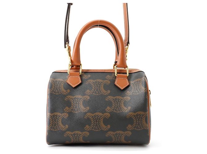 Céline Celine Triomphe Small Boston Lederhandtasche Kamel