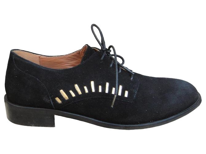Mellow Yellow Derby in scamosciato nero con dettagli oro