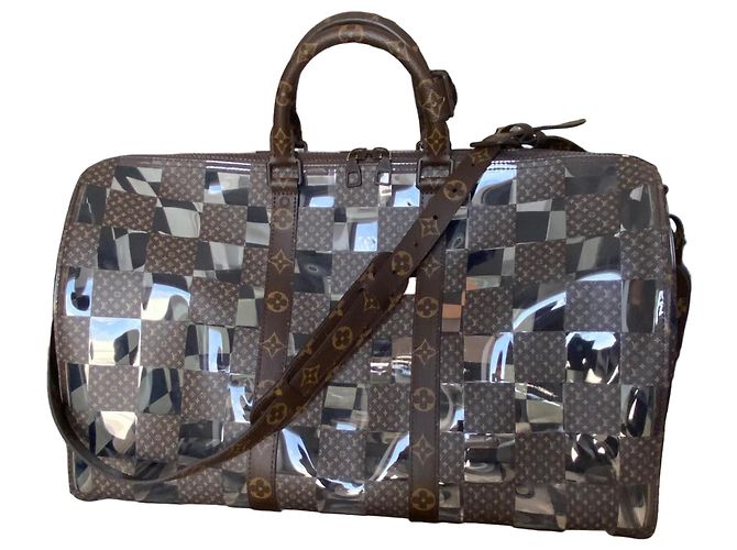 Louis Vuitton Keepall 50 Bicolor Monogram Chess Reisetasche Braun Monogramm