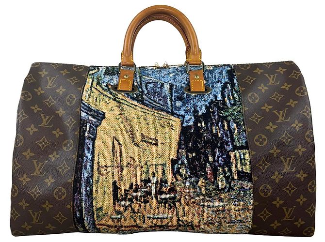 Louis Vuitton Keepall 50 Custom Van Gogh 'Terraço do Café à Noite' Marrom Multicor Bege