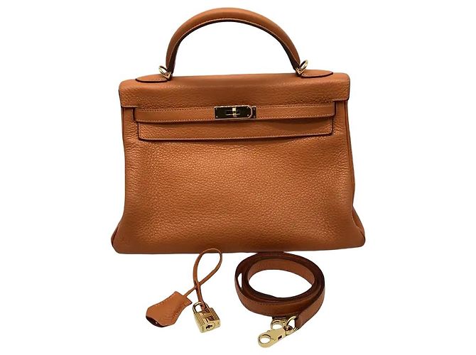 Hermès Hermes Kelly Orange Gulliver com Hardware Gold 32 Laranja