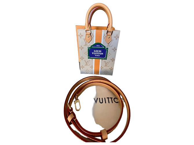 Louis Vuitton Monogram Orange Blanc Flat Bag PM Branco Bege Laranja