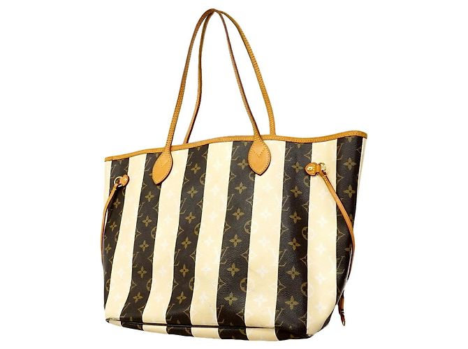 Borsa Tote Louis Vuitton Monogram Rayures Neverfull MM Marrone
