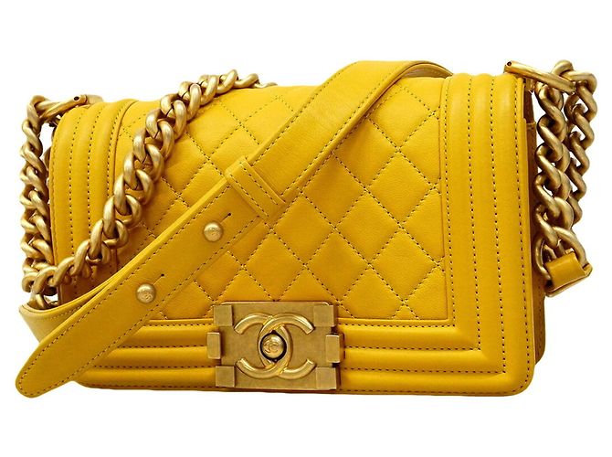 Le Boy Bolsa de Alça de Corrente Chanel Boy Amarelo