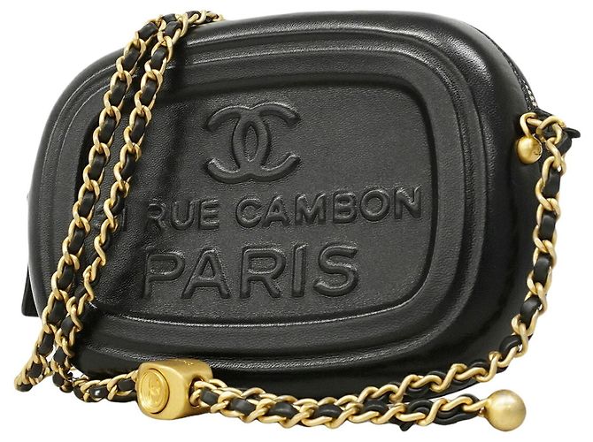 Bolsa de ombro Chanel em pele de cordeiro preta Preto
