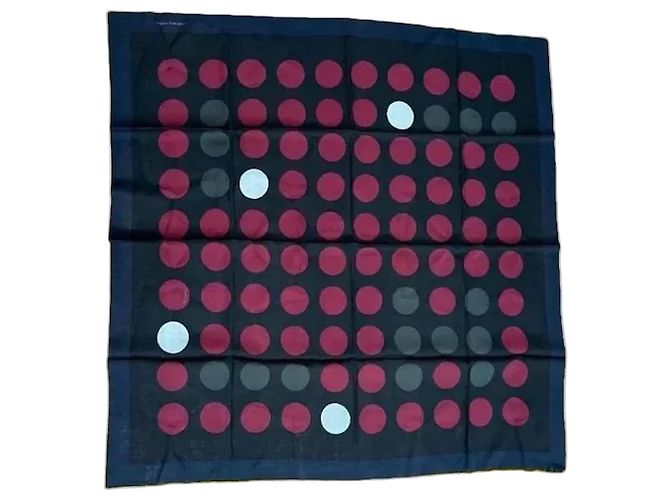 Hermès Carré 90 em lã e seda com bolinhas Preto Rosa