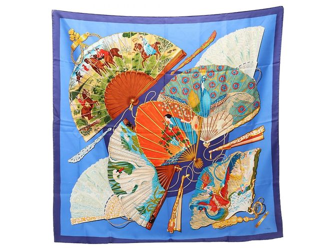 Silk In Hermès Sciarpa Hermes Carre 90 Brise de Charme Blu Multicolore