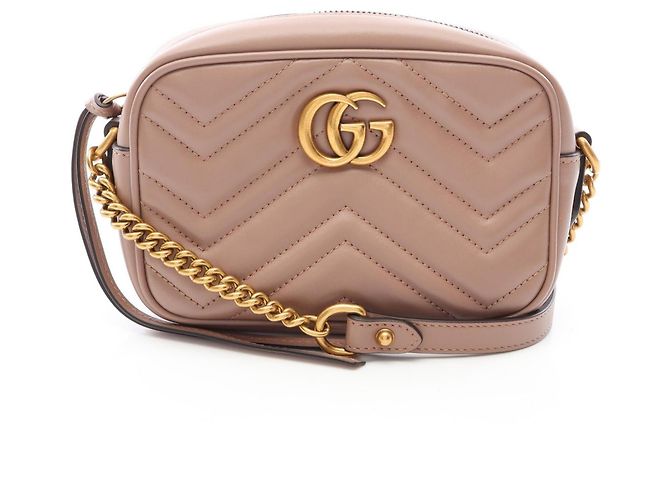 Mini bolsa acolchoada Gucci GG Marmont Bege