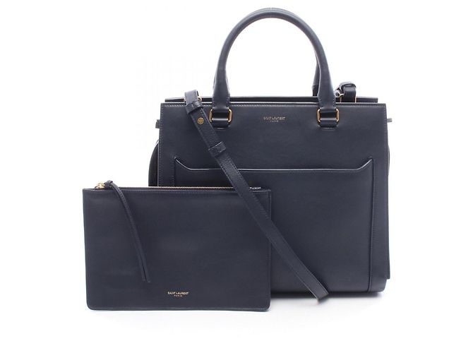 Yves Saint Laurent Navy Leather Handbag Navy blue 