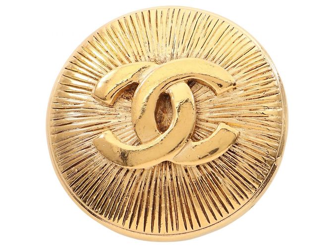 Chanel Coco Mark Runde Vergoldete Brosche Golden