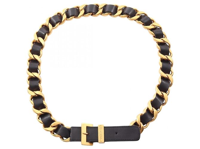 Timeless Cinto de corrente Chanel preto e dourado