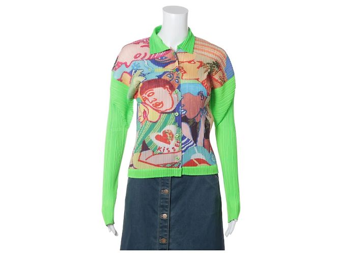 T-Shirt Pleats Please multicolor Polyster M Grün