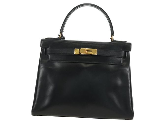 Hermès Hermes Kelly Black Box Calf avec Hardware Gold 28 Noir