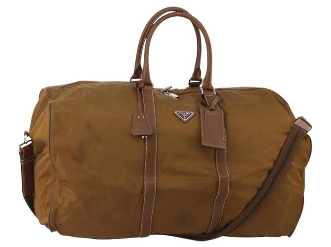 Borsa Boston PRADA Nylon 2way Marrone Argento Auth 189699