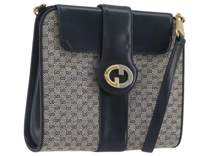 Borsa a Spalla GUCCI Micro GG Canvas Navy Gold Tone Auth ep15230 Blu navy
