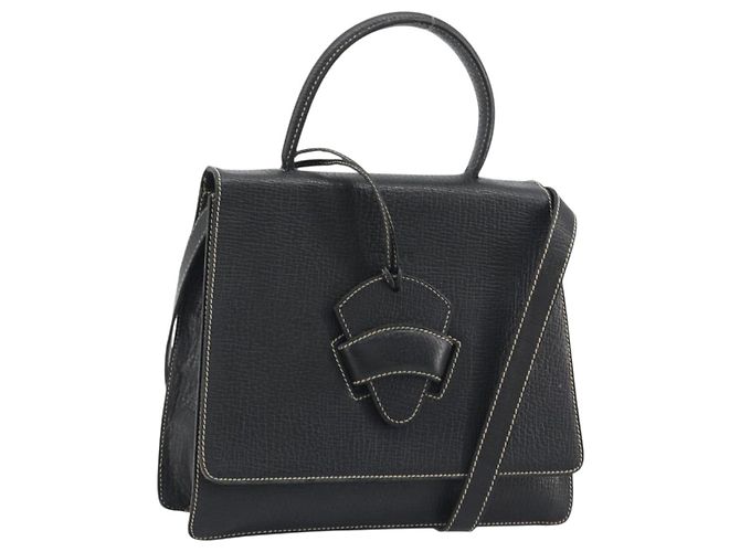 Bolsa LOEWE Velazquez de couro 2way Preta Auth ki6705A Preto