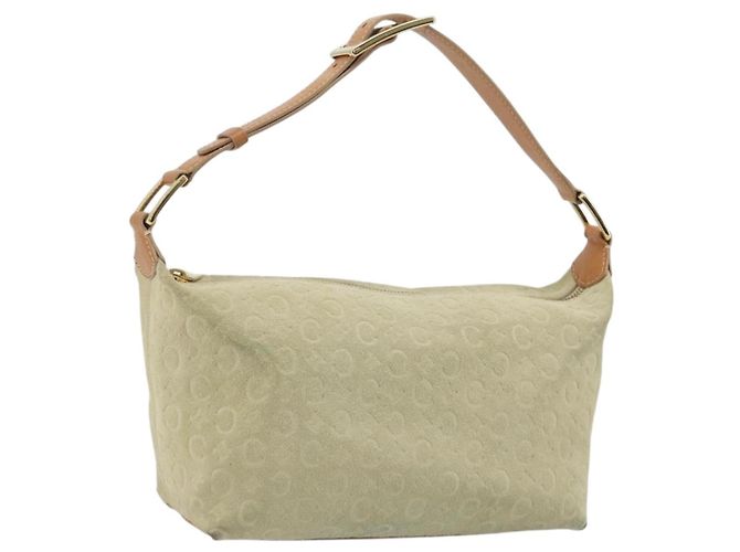 Céline Sac à main CELINE C Macadam Daim Beige Doré Authentique ep15402