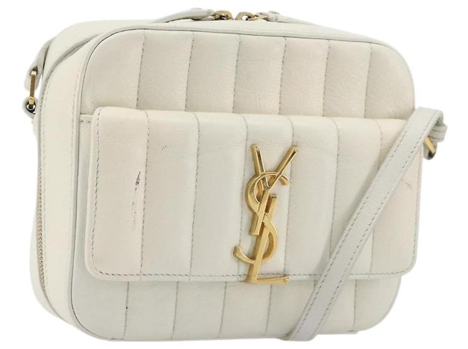 Borsa a Spalla SAINT LAURENT in Pelle Bianca e Oro Auth bs36294 Bianco D'oro