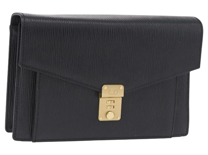 Clutch VALENTINO in pelle nera e oro Auth 191140 Nero D'oro