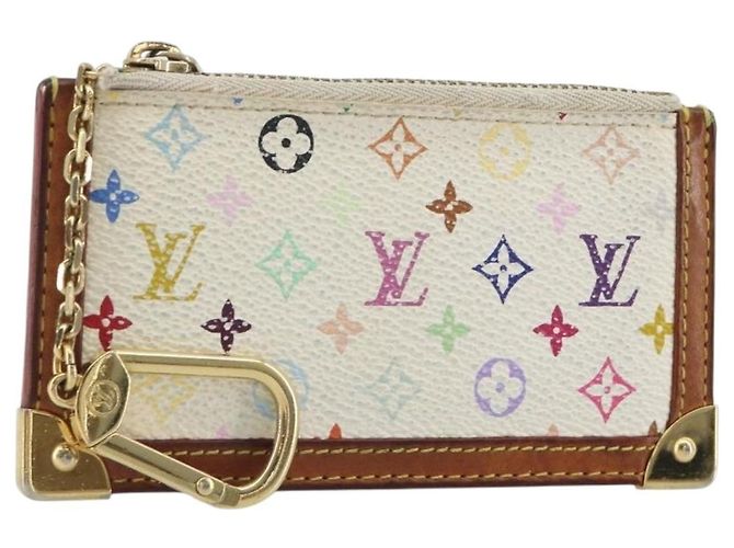 LOUIS VUITTON Monogram Multicolor Pochette Cles Purse White M92655 Auth 194618