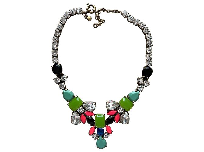 Collana statement multicolore con gemme J.Crew Nero Rosa Bianco Blu Verde 