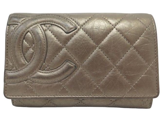 CHANEL CAMBON LOGO CC gesteppte Ledergeldbörse BRONZE