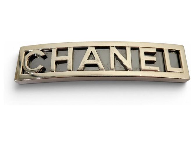 ACCESSORIO PER CAPELLI CHANEL BARRETTE LOGO METALLO ORO E ARGENTO D'oro