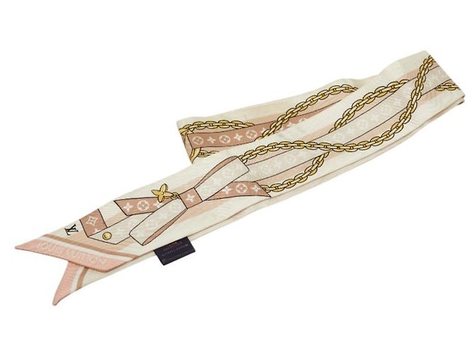 Louis Vuitton Monogram Bandeau BB LV Bow Scarf Rosa Beige