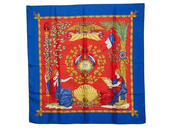 Carré 90 Hermès - Liberté, Égalité, Fraternité Rouge Bleu