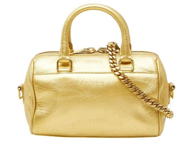 Bolsa Baby Duffle em couro dourado Saint Laurent