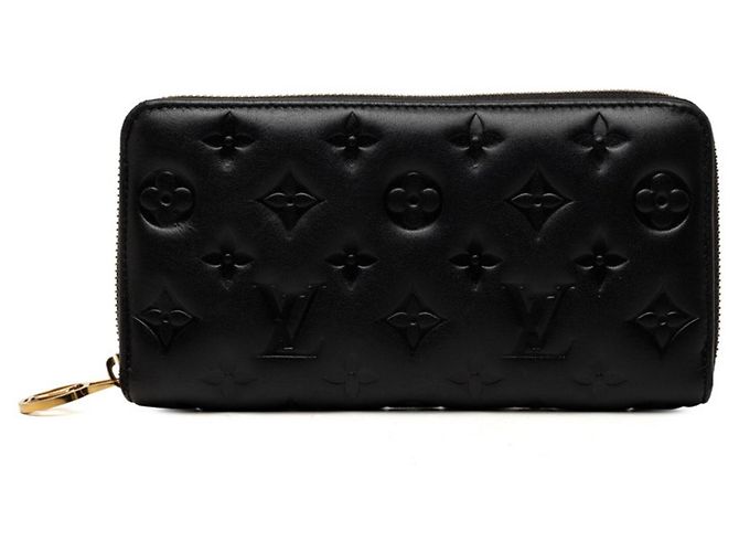 Zippy Louis Vuitton Monogram Embossed Long Wallet Black