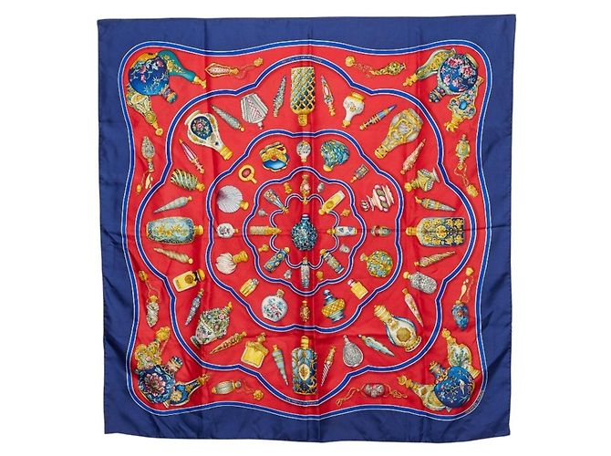 Hermès Sciarpa Hermes Carre 90 Pourvu qu'on oit l'ivresse Rosso Blu Multicolore