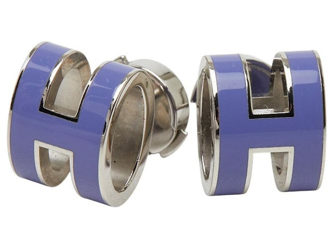 Hermès Orecchini Pop H Hermes Argento Porpora 
