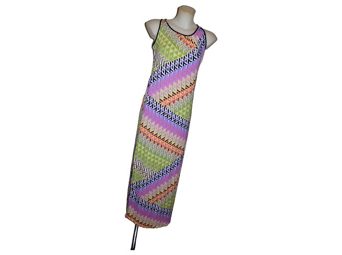 Abito lungo Calvin Klein con stampa geometrica Nero Rosa Multicolore Verde Porpora