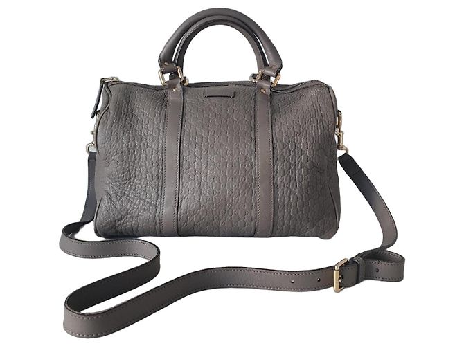 Gucci Boston Handtasche aus grauem Leder Monogramm