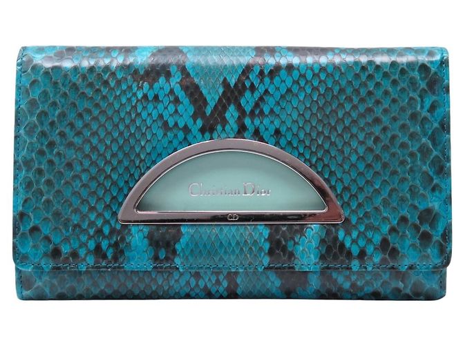 NEUER CHRISTIAN DIOR MALICE GM PYTHON-LEDERGELDBEUTEL BLAU MONNAIE