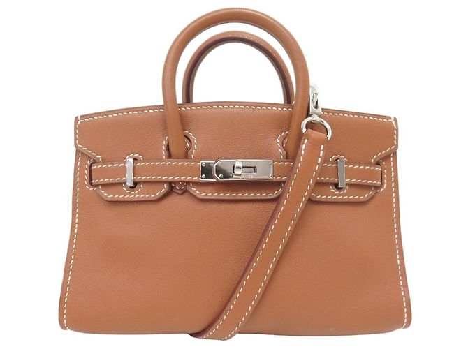 Hermès RARE NOVO BOLSA HERMES BIRKIN MINI 15 CM COURO MARROM ALÇA TINY BAG