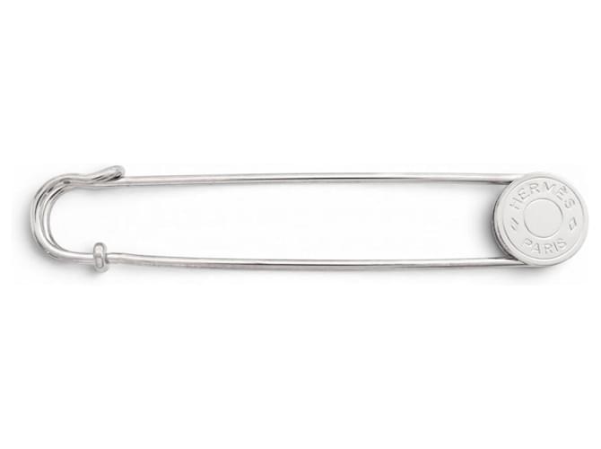 Hermès NEW HERMES CLOU DE SELLE SAFETY PIN BROOCH 725552DB Silvery 