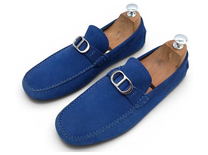 NEW DIOR INITIALS ODEON LOGO CD LOAFERS 42 SUEDE Blue