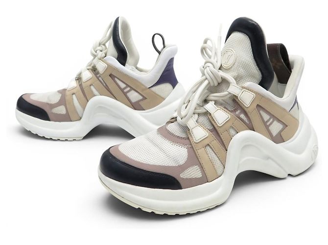 LOUIS VUITTON ARCHLIGHT LV 1A7ROA CANVAS & LEDER WEISS 38.5 SNEAKER