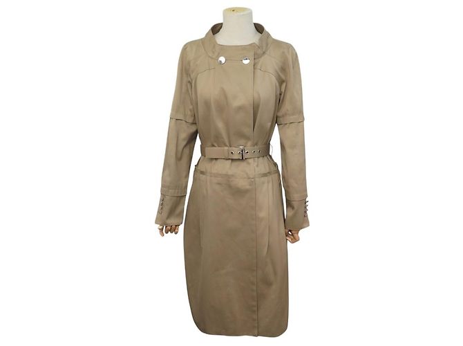 ABRIGO LOUIS VUITTON IMPERMEABLE CON CINTURÓN DE ALGODÓN BEIGE L 44 TRENCH COAT