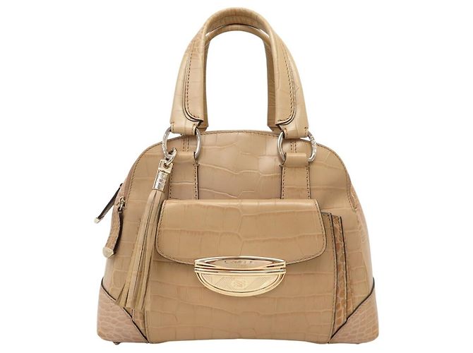 NOVA BOLSA LANCEL ADJANI A03374 COURO EFEITO CROCO BEGE