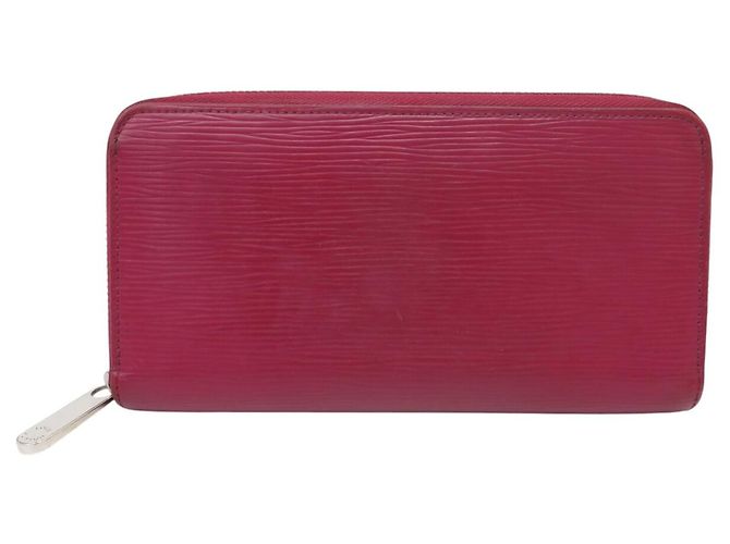 LOUIS VUITTON ZIPPY VERTICAL WALLET EPI LEATHER RASPBERRY RED