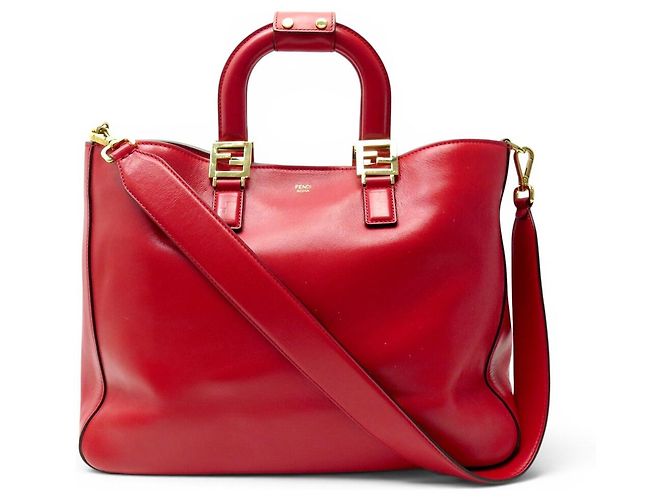 FENDI TOTE MEDIUM 8BH368 LEDERHANDTASCHE ROT