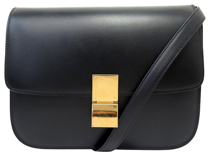 Céline BOLSA CELINE CLASSIC MEDIUM EM COURO BOX PRETA COM ALÇA Preto