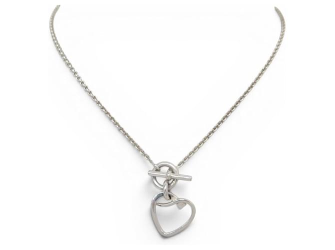 Hermès VINTAGE HERMES HERZ AMULETT KETTE AUS 925 STERLING SILBER 10GR SILVER NECKLACE 